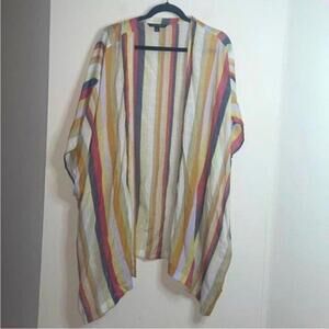 Zac and Rachel multicolored Striped open front casual boxy relaxed fit cardigan